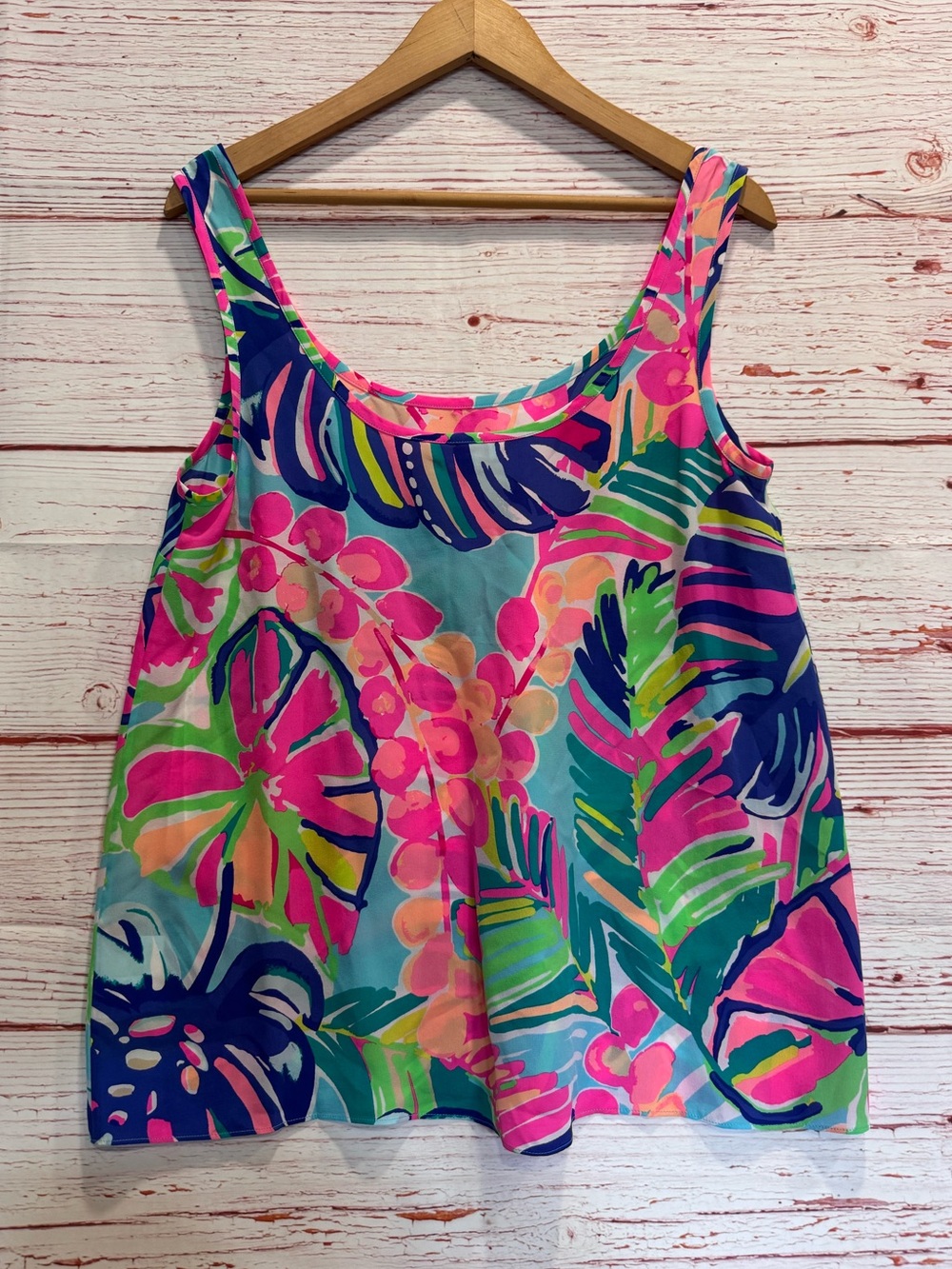 Lilly Pulitzer Cosmos Silk Tank Top in Multi Exotic Garden Sz M - Picture 7 of 7